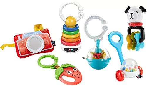 Fisher-Price FBH63 - Spielspaß Geschenkset, 6 Fisher-Price Produkte inklsive Beißring und Rassel