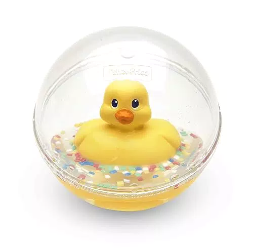 Fisher-Price WATERMATES Enten-Kugel mit Konfetti - Schwimmende gelbe Ente in durchsichtiger Kugel aus Kunststoff