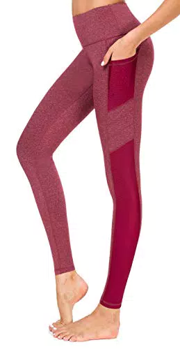 Flatik Sporthose Damen Sport Gym Yoga Laufen Fitness Leggings Hose Taille mit Taschen M