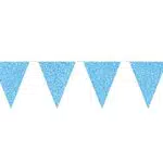 Folat 60230 Wimpelkette mit Gllitzer ca. 6 cm 10 Wimpel je 22 x 17 cm - azurblau