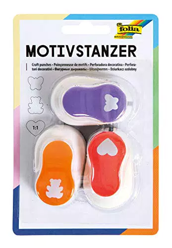 folia 7019 - Motivstanzer, Motivlocher, 3er Set, Herz