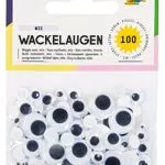 folia 7509 - Wackelaugen, mit beweglicher Pupille, 100 Stück in 6 Größen sortiert - ideal zum Gestalten von Tieren und anderen Figuren