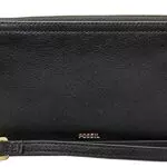 Fossil Brieftasche für Frauen Logan, Leder/Polyurethan Trim Zip Clutch schwarz 19