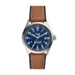 FOSSIL Herrenuhr Defender, Solaruhrwerk, 40MM Silbernes Edelstahlgehäuse mit ProPlanet Lederarmband