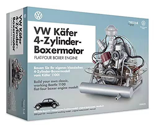 FRANZIS 67038 Volkswagen VW Käfer Boxermotor, originalgetreuer Motorbausatz des 4-Zylinder Käfer 1100 Motors im Maßstab 1:4