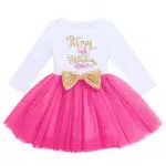 FYMNSI Baby Mädchen Mein Zweiter 2. Geburtstag Kleid Baumwolle Langarm Tutu Tüllkleid Pailletten Schleife A-Linie Prinzessin Partykleid Fotoshooting Outfit Rose - Es ist Mein 2. Geburtstag 2 Jahre