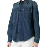 G-STAR RAW Damen Flap Pocket Hemd Evergreen, Blau, M