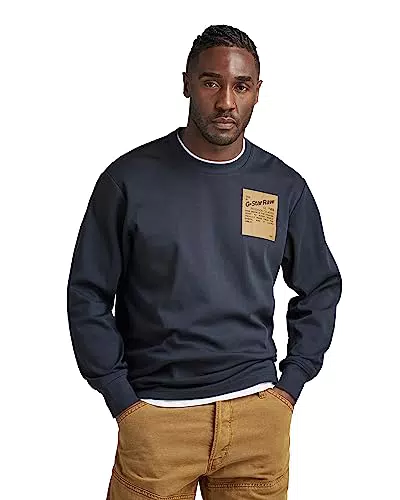 G-STAR RAW Herren Tile back gr loose r t ls, Blau, L
