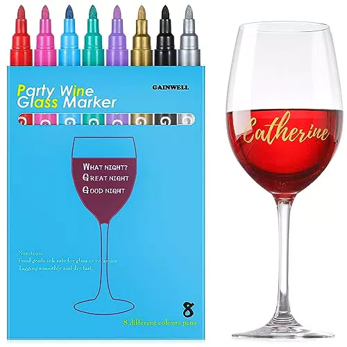 GAINWELL WEINGLAS MARKER / STIFTE - 8-teiliges Set, lebensmittelecht