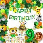 Geburtstagsdeko Jungen, Happy Birthday Deko Set, Dschungel Geburtstag Dekoration 9 Jahr