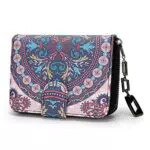 Geldbeutel Damen klein im Kurzformat, Geldbörse Damen mit Blumen und Blüten Muster im Mandala und Ethno Stil