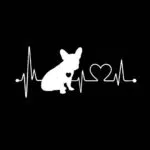 Generic TE4H French Bulldog Heartbeat Car Bumper Window Sticker Reflective Decorative Stickers - White