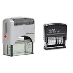 Genie S-884 Selbstfärbender Stempel Set schwarz/silber & Trodat Printy 4817 Wortbanddrehstempel
