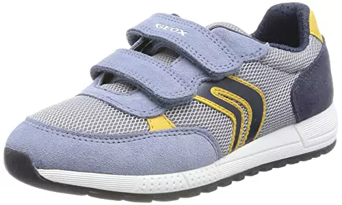 Geox J ALBEN Boy Sneaker, LT Grey/Yellow
