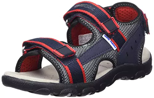 Geox JR Strada Sandal, Navy/RED