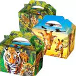 German Trendseller - 8 x Dschungel Tiere Party Boxen mit Griff zum Befüllen ┃ Wild Life ┃ Safari ┃ Kindergeburtstag