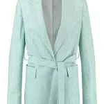 Gerry Weber Damen Blazer mit Bindegürtel Langarm Blazer Langarm gefüttert Blazer unifarben Grün/Ecru/Weiss Gemustert 38