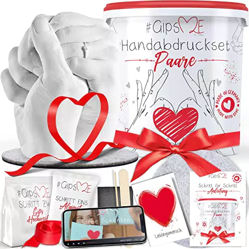 GipsME DAS ORIGINAL - 3D Handabdruck Set für Paare Gipsabdruck Hände - Partner und Pärchen Geschenke für Frauen und Männer als Hochzeitstag