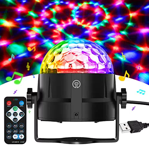 Gobikey Discokugel, 360° Rotierende Musik Activated Discolicht LED Party Lampe mit Fernbedienung- 3W RGB Dynamisch Disco Lichteffekte