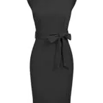GRACE KARIN Damen Ärmellos Retro Etui Businesskleid Figurbeton Rockabilly Schickes Edel Vintage Kleid für Urlaub Abeit Schwarz M