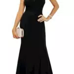 GRACE KARIN Lang Cocktailkleid Damen Elegant Sexy Rückenfreies V-Ausschnitt Festlich Party Ballkleid Schwarz M