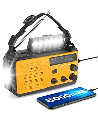 Greadio Kurbelradio, Solar Notfallradio Dynamo AM FM Radio mit Handyladefunktion