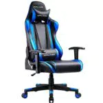 GTPLAYER Gaming Stuhl Bürostuhl Zocker Gamer Ergonomischer Stuhl Einstellbare Armlehne Einteiliger Stahlrahmen Einstellbarer Neigungswinkel blau