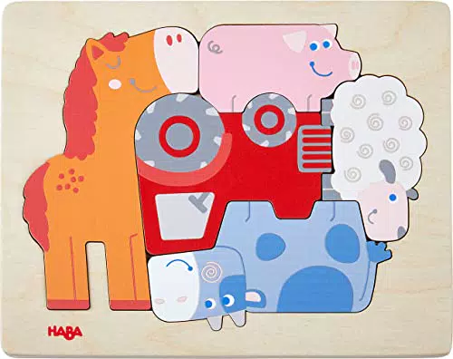 HABA 305709 - Holzpuzzle Tierisch was los, Holzpuzzle ab 2 Jahren