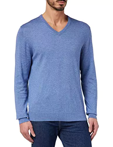 HACKETT LONDON Herren Cotton Cashmere V Pullover, Chambray