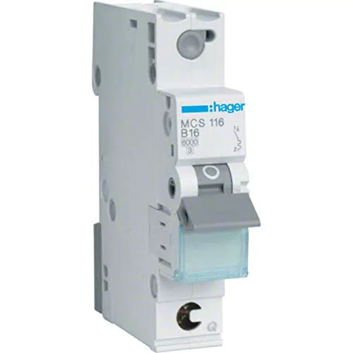 Hager MCS116 LS-Schalter 1P 6kA C-16A QC Quick Connect 1M