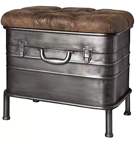 HAKU Möbel 13811 Bank, Stahl, Silber-grau/braun, 51 x 34 x 48