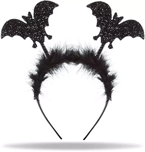 Hatstar Fledermaus Haarreif mit Glitzereffekt, Halloween Kopfschmuck Vampir Haarband
