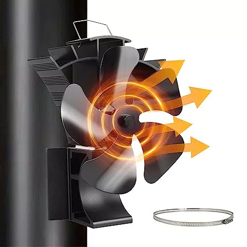 HAWCAFU 3-in-1 Ofenventilator mit Magnet, 5-Blatt Kaminventilator für Kaminrohr