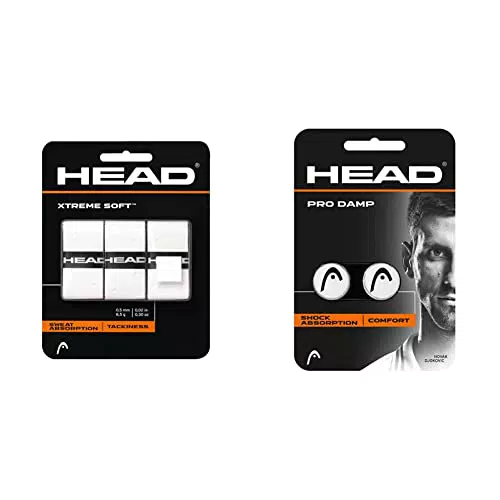 HEAD Unisex-Erwachsene Xtremesoft Griffband, weiß, Einheitsgröße & Schlägerzubehör Pro Damp 2er Tennissaite