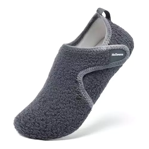 Heiiwarm Hausschuhe Damen Winter Hausschuhe Herren Hausschuhe Damen Plüsch Flauschige Hausschuhe Damen Pantoffeln Anti-Rutsch Leichte Grau 40/41