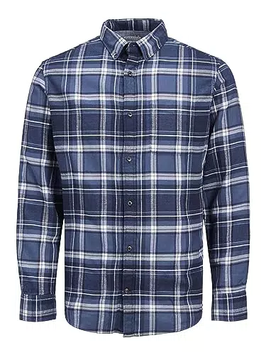 Herren Jack & Jones Kariertes Hemd, Basic Flanell Langarm