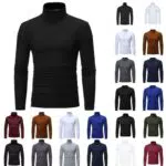 Herren Longsleeve Rollkragenpullover Regular Fit Langarmshirts Jumper Tops Baumwolle Bottom T-Shirt Sweatshirt Unterzieh Einfarbig Winter Elastisch Tops Oberteiler Pullover
