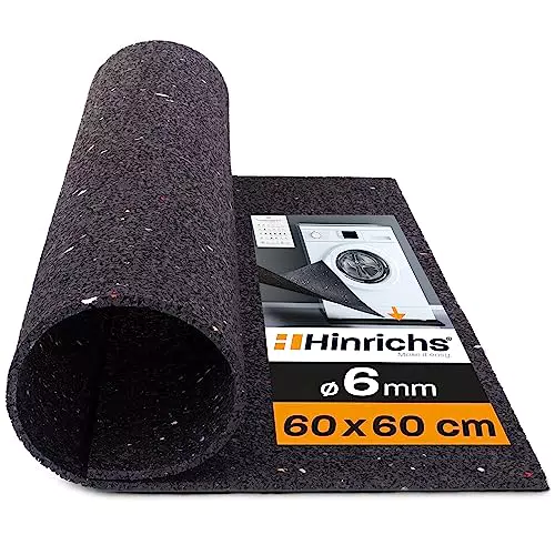 Hinrichs Antivibrationsmatte für Waschmaschinen 60 x 60 cm - Gummimatte - Zuschneidbare Dämmmatte als Waschmaschinenunterlage - Rubber Mat