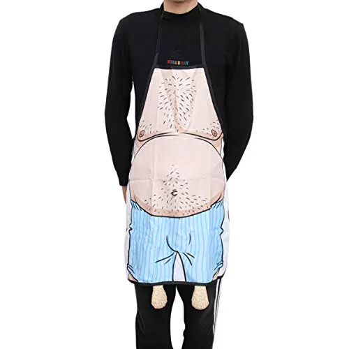Homoyoyo Erwachsene Küchenschürzen Lustige Neuheit Design Verrückter Bauch Mens Küche Kochen Grillen Backschürze für Männer Freund