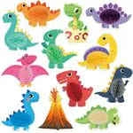 HONMOK 12 Stück Dinosaurier Junge Geburtstagsdeko Dinosaurier Bienenwabe Dino Honeycomb Tiere Mittelstücke Tischaufsätze für Kindergeburtstag Thema Party