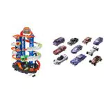Hot Wheels Exklusives Kombi-Angebot: Hot Wheels GJL14 City Robot Rex Megacity Parkgarage mit Spielzeug Dinosaurier inkl. 2 Spielzeugautos + Hot Wheels 54886 1:64 Die-Cast AutoGeschenkset