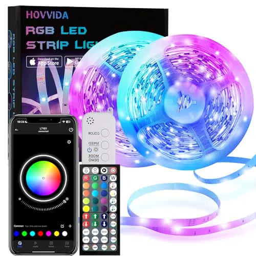 HOVVIDA LED Strip 10M, RGB 5050 LED Streifen, 30 LEDs/Meter