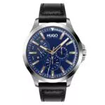 HUGO Multi Zifferblatt Quarz Uhr für Herren mit Schwarzes Lederarmband - 1530172
