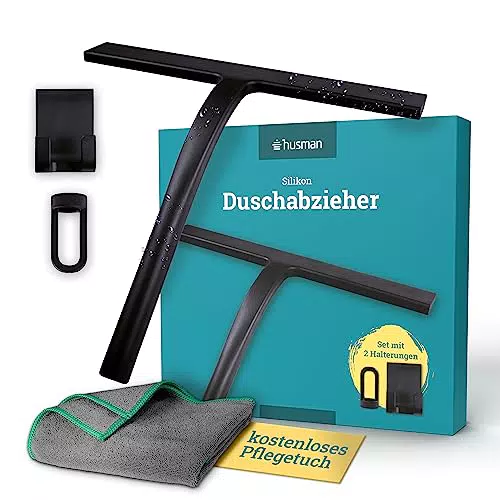 husman Silikon Duschabzieher schwarz, Abzieher Dusche Badezimmer Zubehör