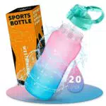 ICOCOPRO 2 Liter Trinkflasche mit Strohhalm, BPA-frei Auslaufsicher Wasserflasche mit Zeitmarkierung und Tragegriff