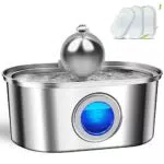 IDOGCHEW 3.2L Katzenbrunnen Edelstahl, Trinkbrunnen für Katze mit Transparentes Fenster