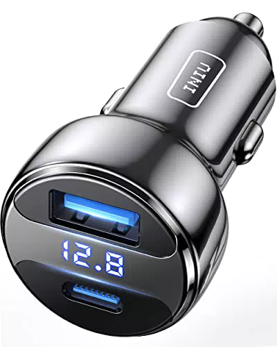 INIU zigarettenanzünder USB, 66W Kfz Ladegerät, USB-C USB-A PD 3.0 & QC 3.0+ Schnelles zigarettenanzünder Adapter für iPhone 15 14 13 12 11 Pro Max Plus Samsung Galaxy Note Pixel