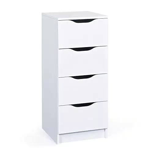 Inter Link Kommode 4 Schubladen Schubladenschrank Beistellschrank Sideboard Melaminbeschichtet Weiß Schubladen mit Griffmulden Westphalen 4