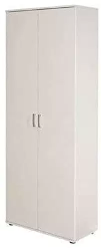 Inter Link Mehrzweckschrank Aktenschrank Allzweckschrank 2 Türen Breite:70cm Tiefe: 34 cm Höhe: 190 cm inkl. 5 Einlageböden Melaminbeschichtet Arconati Weiß