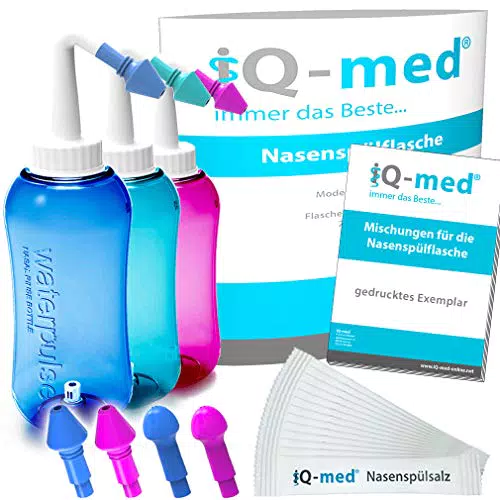 iQ-med Nasendusche 500ml + 44x Salz + 4 Aufsätze